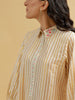 Off white gold striped embroidered cotton kurta