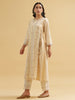 Offwhite gold striped embroidered cotton angrakha