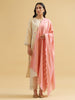 Pink Gold cotton dupatta with scallops