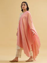 Pink Gold cotton dupatta with scallops