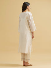 Off white silk chanderi embroidered kurta