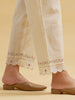 Off white cotton palazzo with embroidered hem