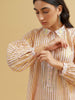 Pastel Pink gold striped embroidered cotton kurta