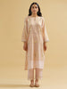 Pastel Pink gold striped cotton kurta with embroidery