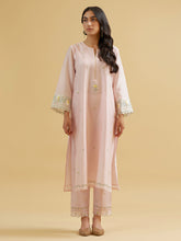 Pastel Pink silk chanderi embroidered kurta