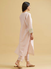 Pastel Pink silk chanderi embroidered kurta