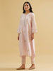 Pastel Pink silk chanderi embroidered kurta with scalloped placket