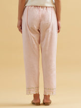 Pastel Pink cotton palazzo with embroidered hem