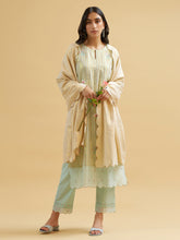 Golden cotton dupatta with scallops