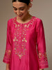 Fuchsia Silk Chanderi kurta with hand embroidery