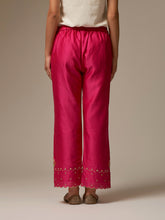 Fuchsia Silk Chanderi Palazzo with hand embroidery