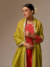 Lemon Green chanderi dupatta with tassels