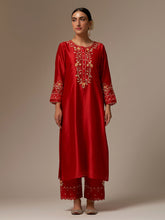 Red Silk Chanderi kurta with hand embroidery