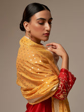 Orange chanderi dupatta with tassels