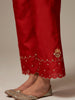Red Silk Chanderi Palazzo with hand embroidery