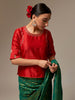 Red Silk Chanderi blouse with hand embroidery