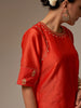 Orange Silk Chanderi blouse with hand embroidery