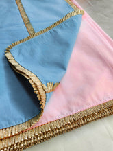 Pink and blue cotton dupatta with gota detailing