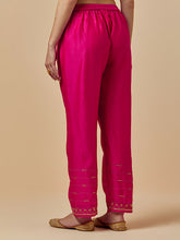 Fuchsia Silk Chanderi palazzo with hand embroidery