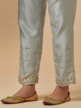 Grey silk chanderi palazzo with hand embroidery