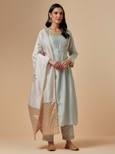 Light pink hand embroidered silk chanderi dupatta