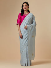 Fuchsia closed neck blouse with hand embroidery