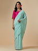 Mint cotton saree with hand embroidery