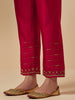 Red silk chanderi palazzo with hand embroidery