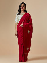 Off white closed neck blouse with hand embroidred