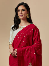 Off white closed neck blouse with hand embroidred