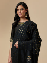 Black cotton saree with hand embroidery
