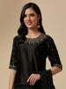 Black closed neck blouse with hand embroidrery