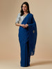 Blue cotton saree with hand embroidery