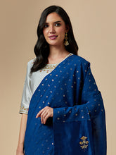 Grey closed neck blouse with hand embroidrery