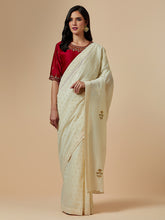 Off white cotton saree  with hand embroidery