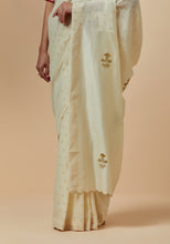 Off white cotton saree  with hand embroidery
