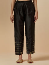 Black silk chanderi palazzo with hand embroidery