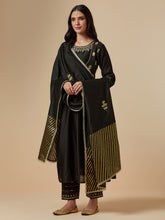 Black silk chanderi palazzo with hand embroidery